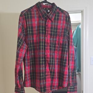 OP Red and Black Plaid Casual Shirt